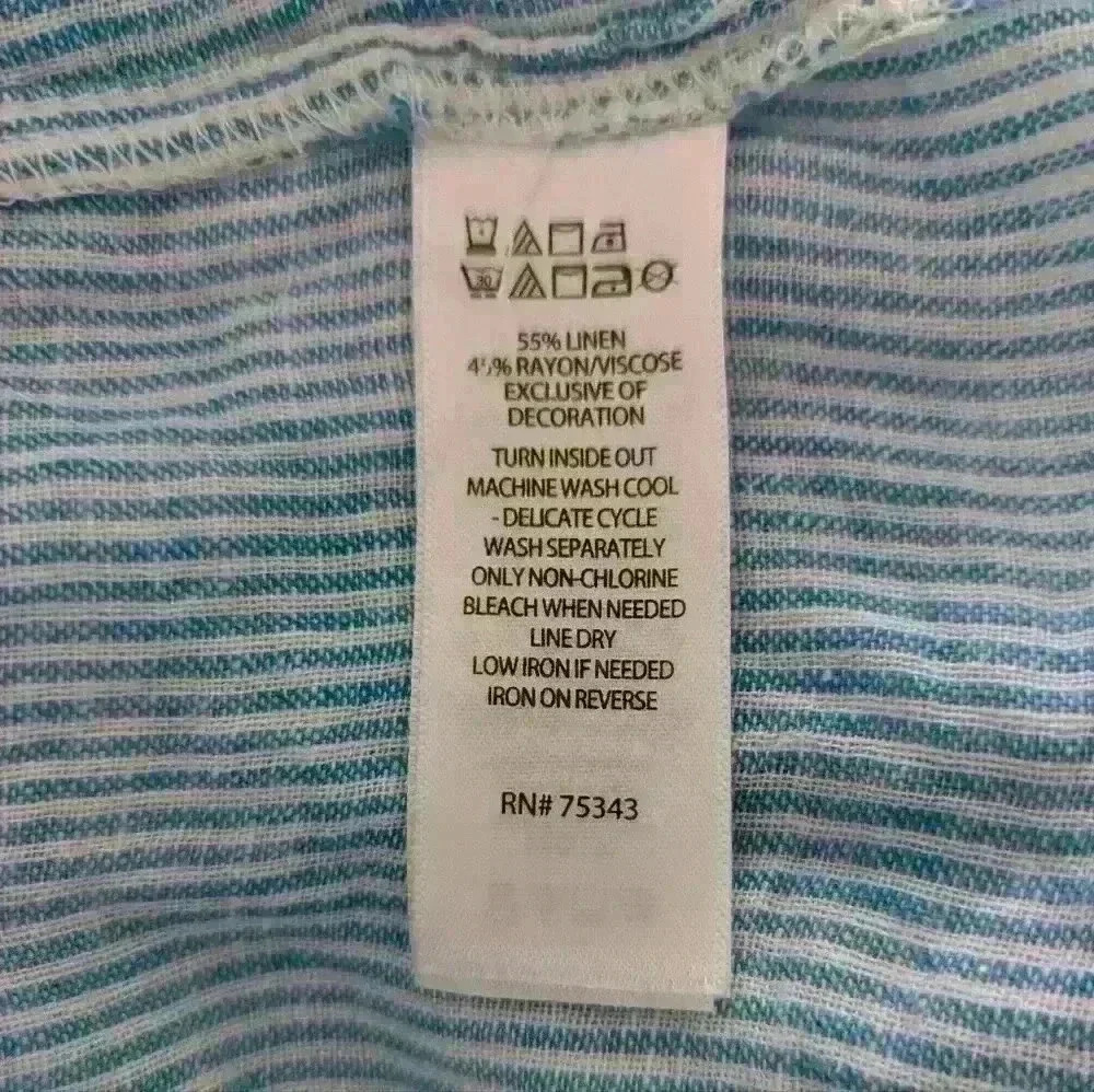 Tahari Women's Blue Striped Semi-Sheer Dress Cover-Up Size Medium Tassel Hem - Picture 8 of 12